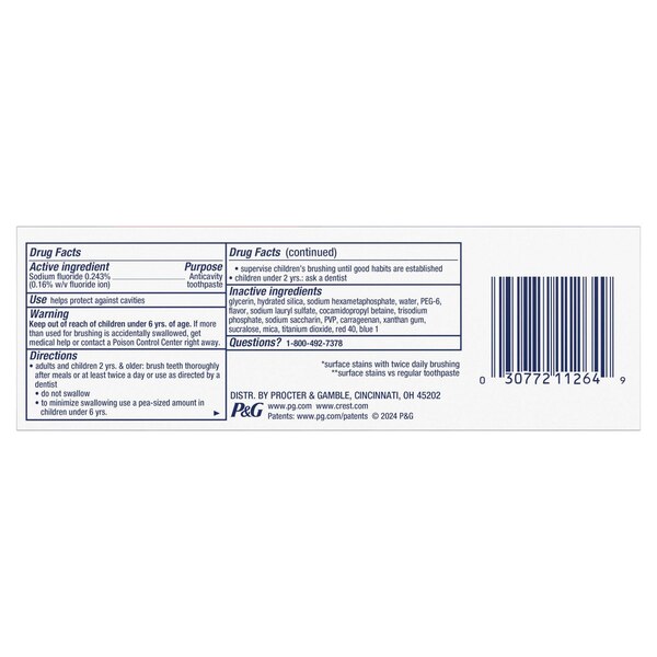 Crest 3D White Brilliance Fluoride Anticavity Toothpaste - Large Size, Luminous Purple, 4.6 OZ