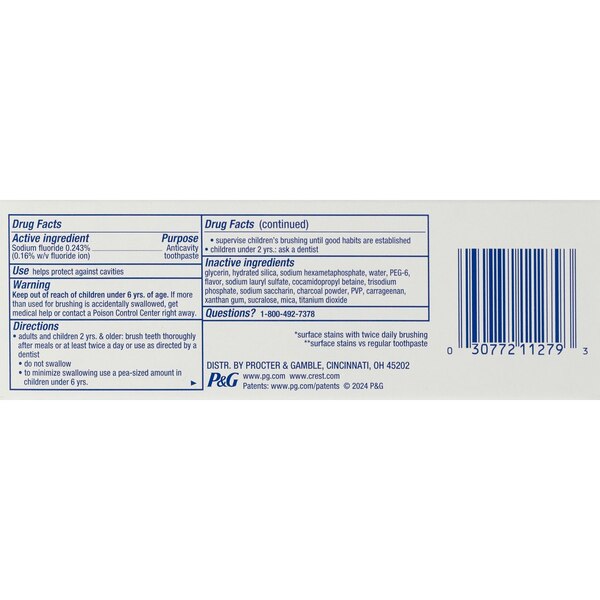 Crest 3D White Brilliance Toothpaste, Charcoal Mint, 4.6 OZ