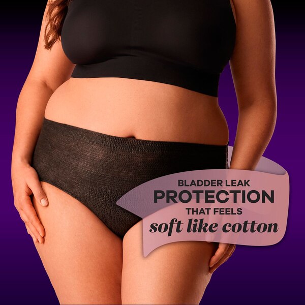 Always Discreet Boutique Incontinence Underwear, Black, XL, 9 CT