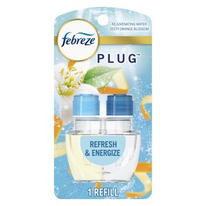 Febreze PLUG Refresh & Energize Air Freshener, Rejuvenating Water & Zesty Orange Blossom, 1 ct