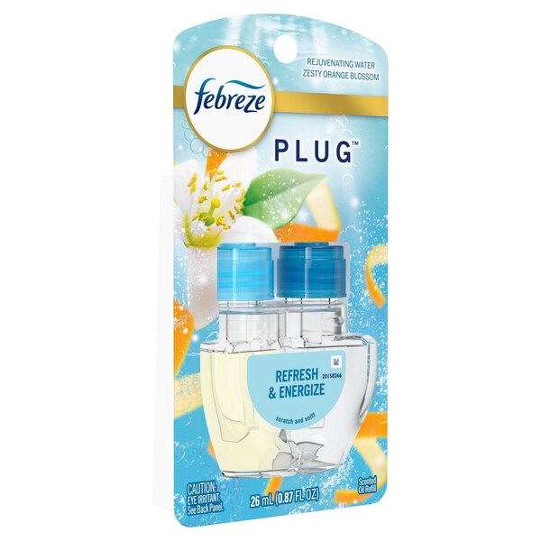 Febreze PLUG Refresh & Energize Air Freshener, Rejuvenating Water & Zesty Orange Blossom, 1 ct
