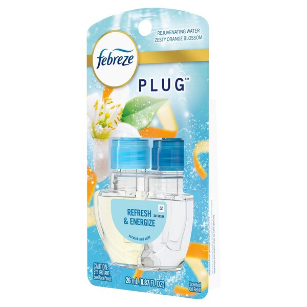 Febreze PLUG Refresh & Energize Air Freshener, Rejuvenating Water & Zesty Orange Blossom, 1 ct
