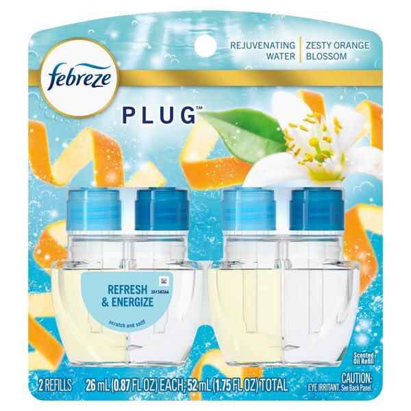 Febreze PLUG Air Freshener Scented Oil Refill, Refresh & Energize Scent, 2 ct