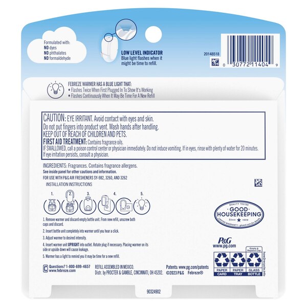Febreze PLUG Air Freshener Scented Oil Refill, Refresh & Energize Scent, 2 ct