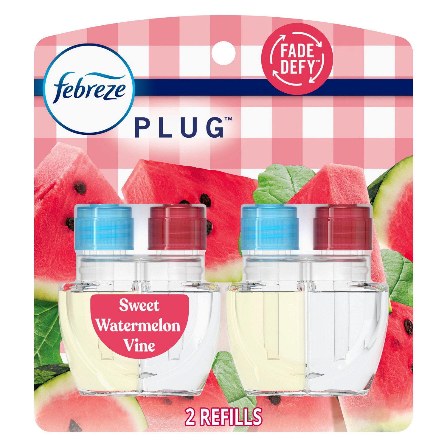 Febreze PLUG Air Freshener Scented Oil Refill, Watermelon Vine Scent, 2 ct