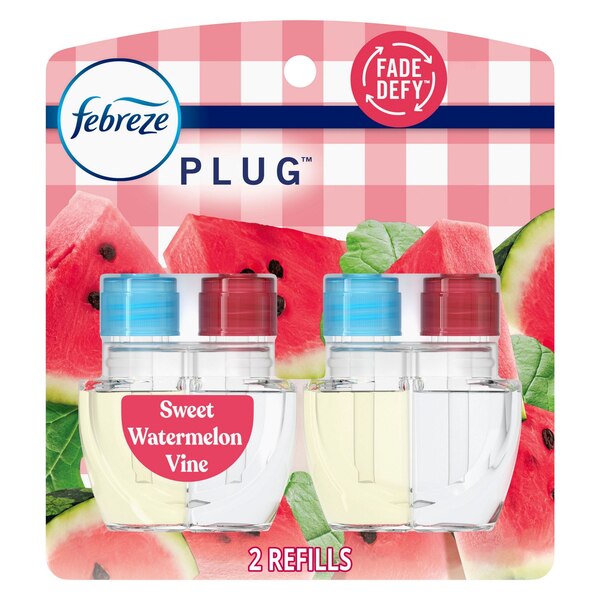 Febreze PLUG Air Freshener Scented Oil Refill, Watermelon Vine Scent, 2 ct
