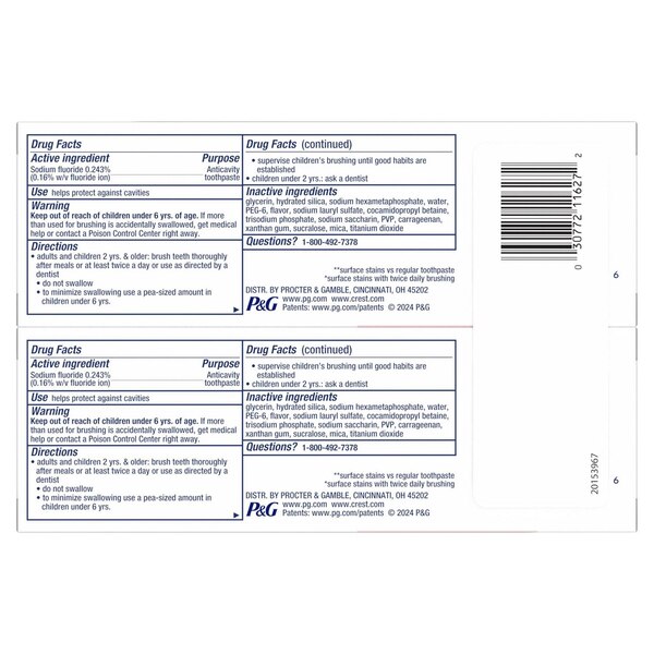 Crest 3D White Brilliance Toothpaste, Vibrant Peppermint, 4.6 OZ, 2 Pack