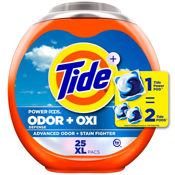 Tide+ Power PODS Odor Defense + OXI Laundry Detergent XL Pacs, 25 ct