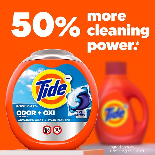 Tide+ Power PODS Odor Defense + OXI Laundry Detergent XL Pacs, 25 ct