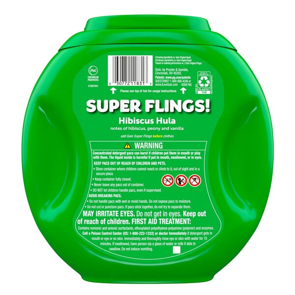 Gain Super Flings Laundry Detergent, Happy Hibiscus Hula, 25 ct