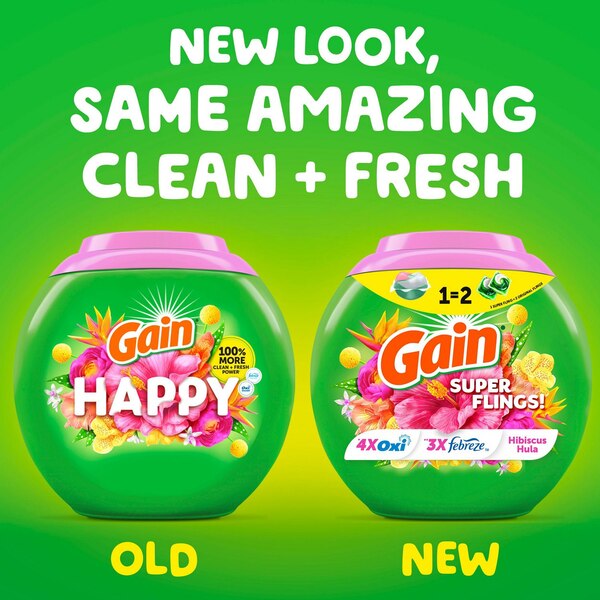 Gain Super Flings Laundry Detergent Pacs, Happy Hibiscus Hula Scent, 25 ct