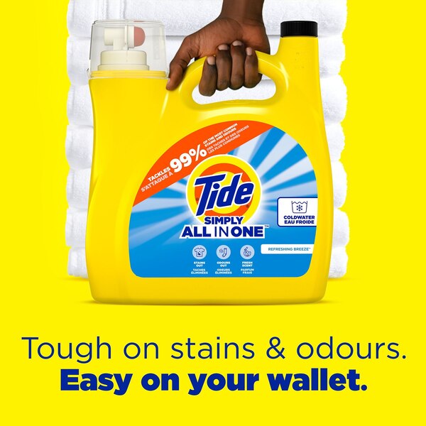 Tide Simply All-In-One HE Liquid Laundry Detergent, Refreshing Breeze Scent, 128 Loads, 168 oz