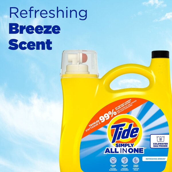 Tide Simply All-In-One HE Liquid Laundry Detergent, Refreshing Breeze Scent, 128 Loads, 168 oz