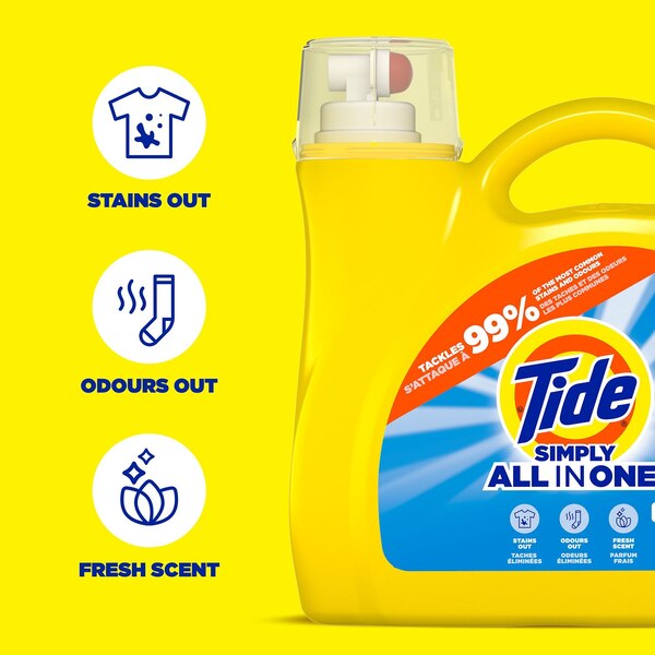 Tide Simply All-In-One HE Liquid Laundry Detergent, Refreshing Breeze Scent, 128 Loads, 168 oz