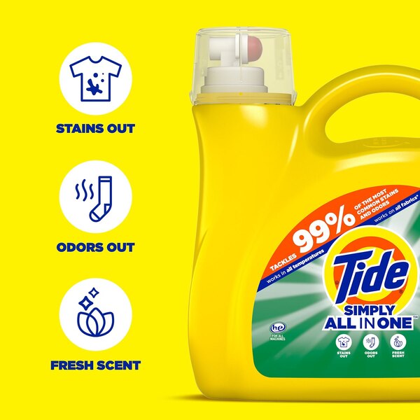 Tide Simply All-In-One HE Liquid Laundry Detergent, Daybreak Fresh, 128 Loads, 168 oz