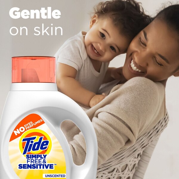 Tide Simply Free & Sensitive Liquid Laundry Detergent, Unscented, 32 oz