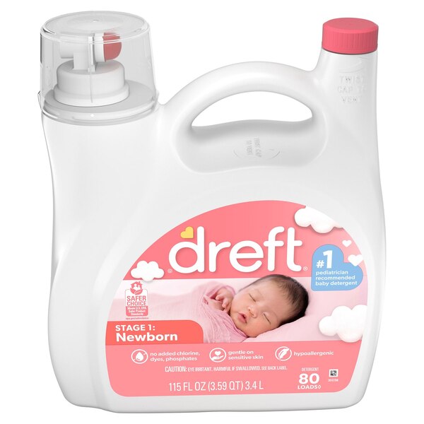 Dreft HE Liquid Laundry Detergent, 80 Loads, 115 oz