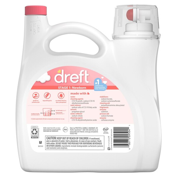 Dreft HE Liquid Laundry Detergent, 80 Loads, 115 oz