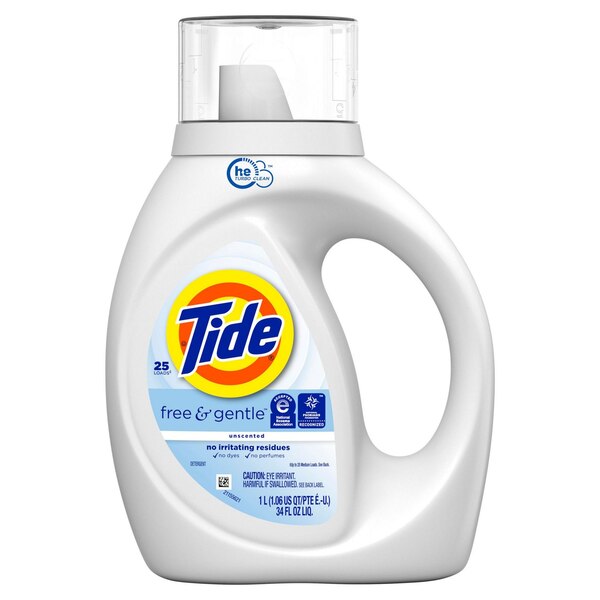 Tide Liquid Laundry Detergent, Free & Clear, 34 oz