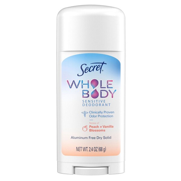 Secret Whole Body Deodorant Stick, Peach & Vanilla, 2.4 OZ