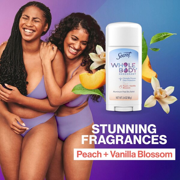 Secret Whole Body Deodorant Stick, Peach & Vanilla, 2.4 OZ