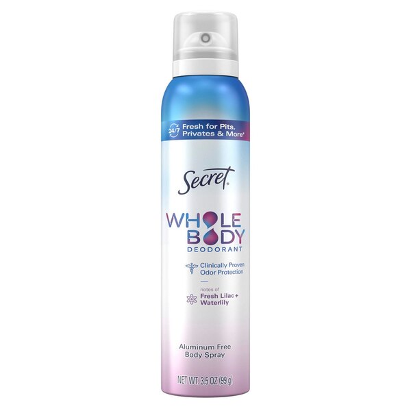 Secret Whole Body Deodorant Spray, Lilac & Waterlily, 3.5 OZ