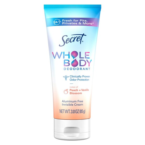 Secret Whole Body Cream, Peach & Vanilla Blossom, 3 OZ