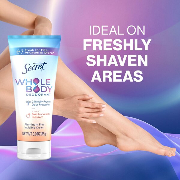Secret Whole Body Cream, Peach & Vanilla Blossom, 3 OZ