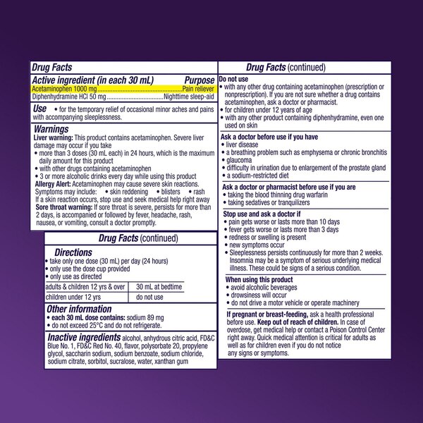 Vicks PainQuil PM Pain Relieving Liquid and Sleep Aid, Midnight Cherry, 12 OZ