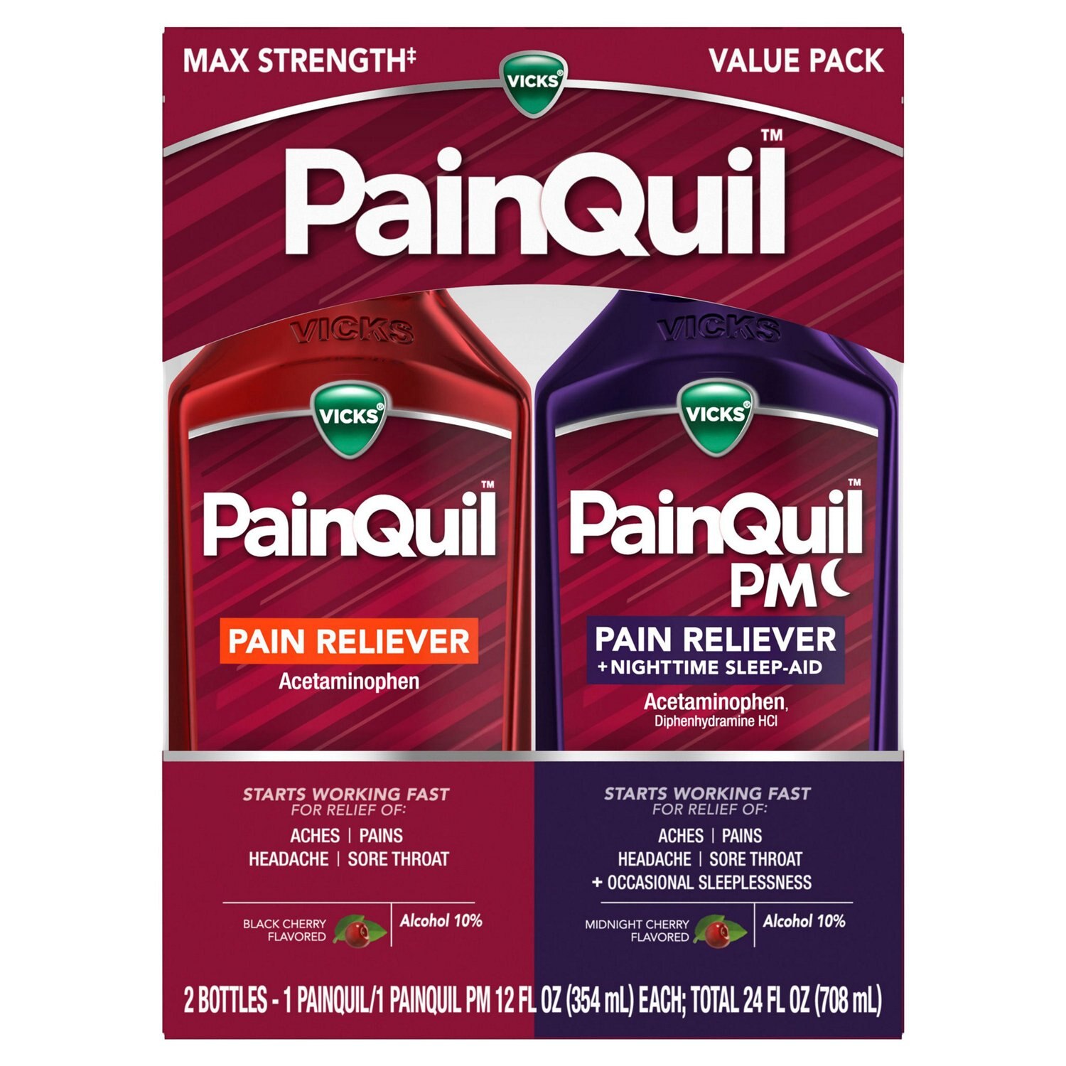 Vicks PainQuil Day/Night Acetaminophen Combo Pack, 24 OZ
