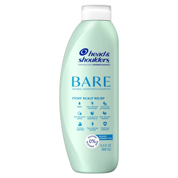 Head & Shoulders Bare Anti-Dandruff Shampoo, Itchy Scalp Relief, 13.5 OZ