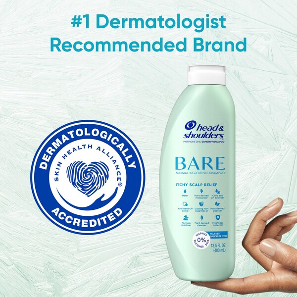 Head & Shoulders Bare Anti-Dandruff Shampoo, Itchy Scalp Relief, 13.5 OZ