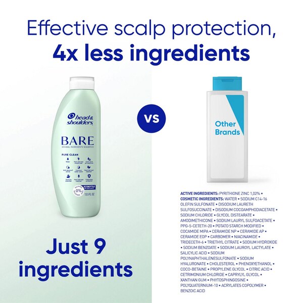 Head & Shoulders Bare Anti-Dandruff 2-in-1 Shampoo & Conditioner, Pure Clean, 13.5 OZ