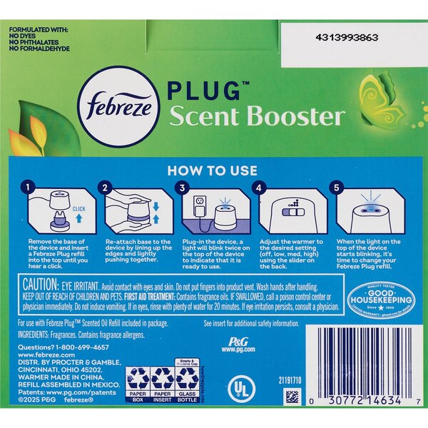 Febreze PLUG Scent Booster Starter Kit, Oil Diffuser + 1 Gain Oil Refill
