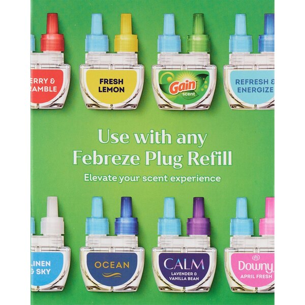 Febreze PLUG Scent Booster Starter Kit, Oil Diffuser + 1 Gain Oil Refill