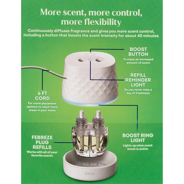 Febreze PLUG Scent Booster Starter Kit, Oil Diffuser + 1 Gain Oil Refill