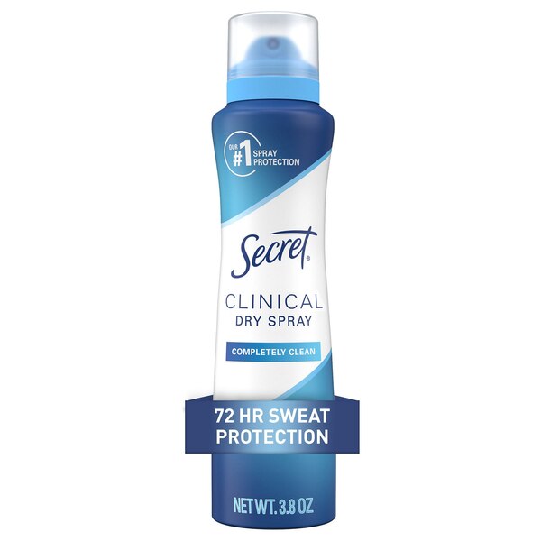 Secret Clinical Dry Antiperspirant Spray, Completely Clean, 3.8 OZ