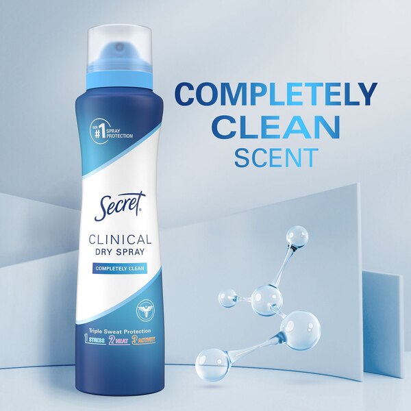 Secret Clinical Dry Antiperspirant Spray, Completely Clean, 3.8 OZ