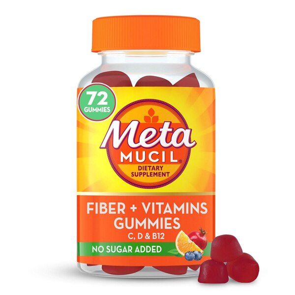 Metamucil Fiber Supplement Gummies Plus Vitamins C, D, & B12, 72 CT