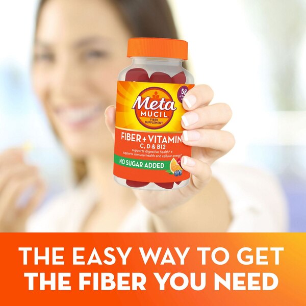 Metamucil Fiber Supplement Gummies Plus Vitamins C, D, & B12, 72 CT