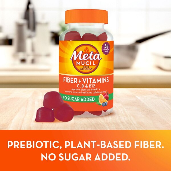 Metamucil Fiber Supplement Gummies Plus Vitamins C, D, & B12, 72 CT
