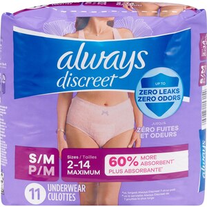 Always Discreet Adult Incontinence Underwear, Women, S/M, 11 CT