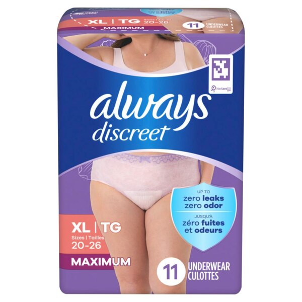 Always Discreet Incontinence Underwear, XL, 11 CT