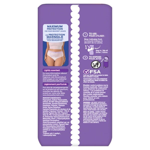 Always Discreet Incontinence Underwear, XL, 11 CT
