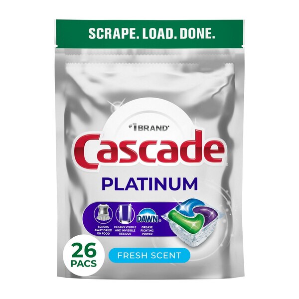 Cascade Platinum ActionPacs Dishwasher Detergent, 26 ct