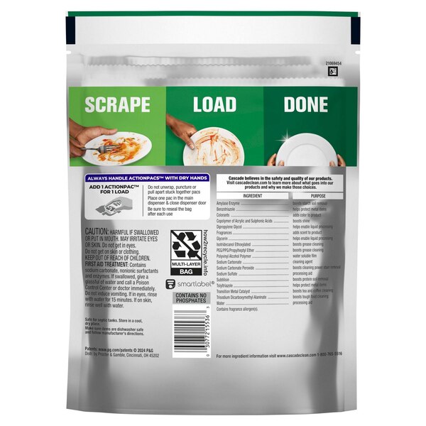 Cascade Platinum ActionPacs Dishwasher Detergent, 26 ct