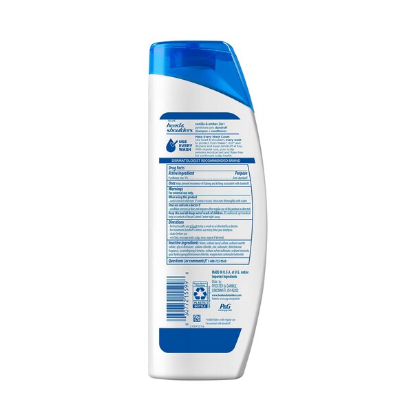 Head & Shoulder's Men 2-in-1 Shampoo & Conditioner, Vanilla & Amber, 12.5 OZ