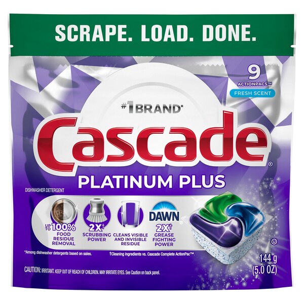 Cascade Fresh Platinum Plus Dishwasher Detergent, 9 ct