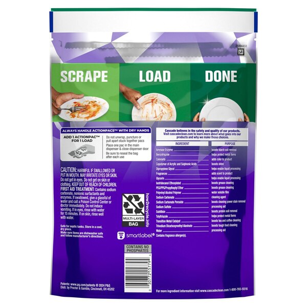 Cascade Platinum Plus Dishwasher Detergent Pacs, Fresh Scent, 19 ct