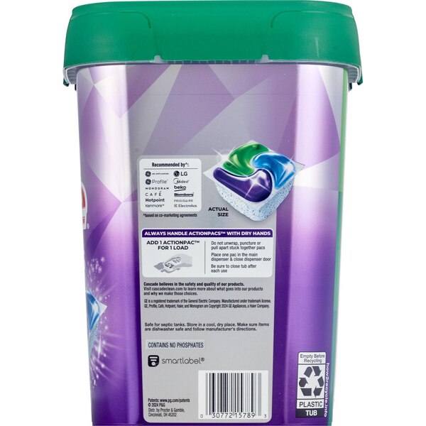 Cascade Fresh Platinum Plus ActionPacs Dishwasher Detergent, Fresh Scent, 47 ct